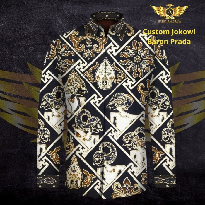CUSTOM JOKOWI BATIK TULIS KATUN PRADA EMAS BAHAN KAIN EXCLUSIVE - BaronSutraHitam