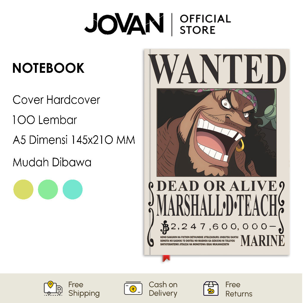 

Notebook Hardcover Custom One Piece Bounty Kurohige Buku Tulis Catatan Note Agenda Planner Jurnal Diary Notebook Anime