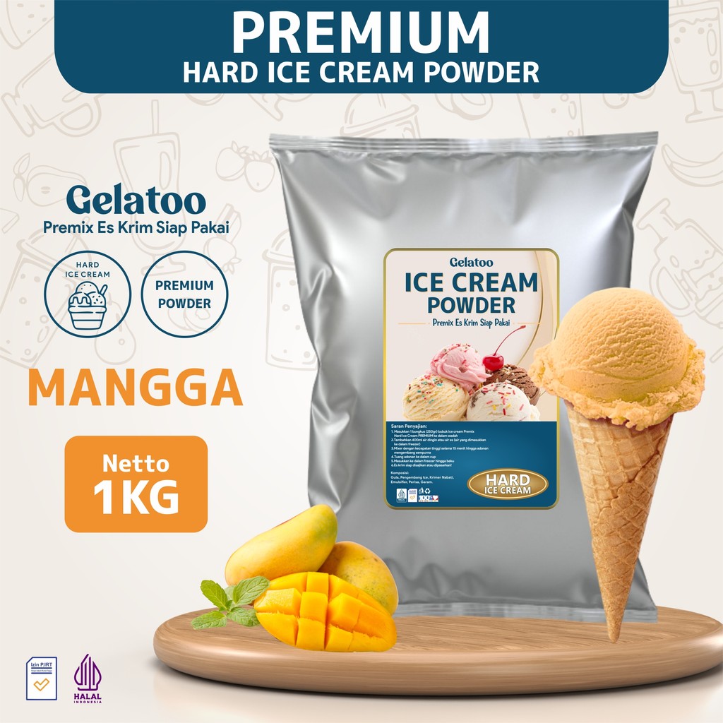 

Bubuk Es Krim Hard Ice Cream Gelatoo Rasa Mangga 1 Kg