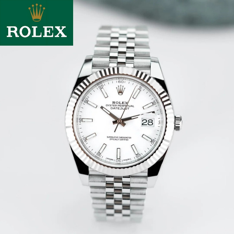 Rolex Datejust 41 M126334-0010 Jam Tangan Pria Otomatis Baja Oystersteel Emas Putih