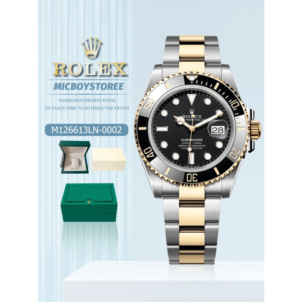 【Rolex】100% Original Rolex Watch Black Submariner 41mm Jenis Kalender Jam Tangan M126613ln-0002 Auto