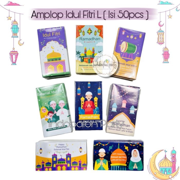 

[50Lembar] Amplop Lebaran Idul Fitri / Angpao Lebaran Box Mika Size L