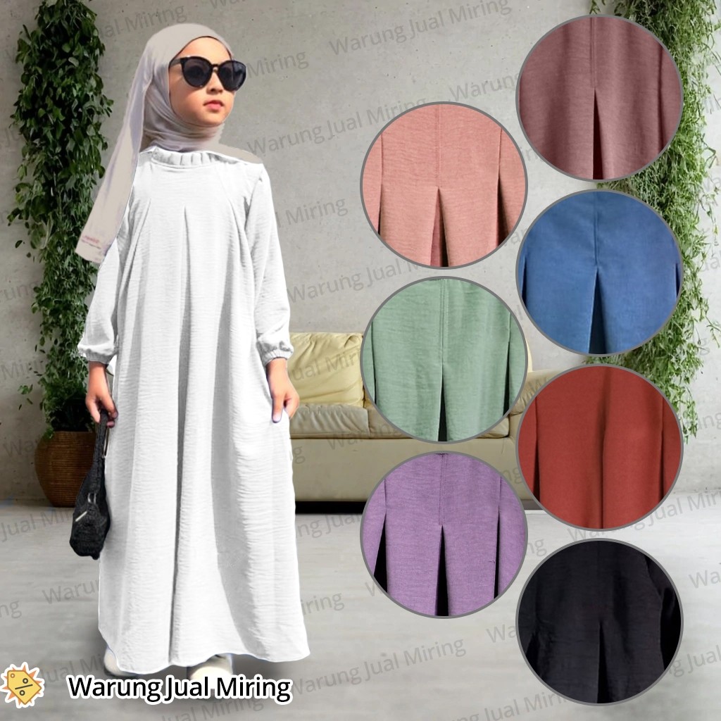 BAHAN PREMIUM / Baju Gamis Anak Perempuan Maryam 2-12 Tahun Crinkle Airflow Dress Muslim Cewek Baju 