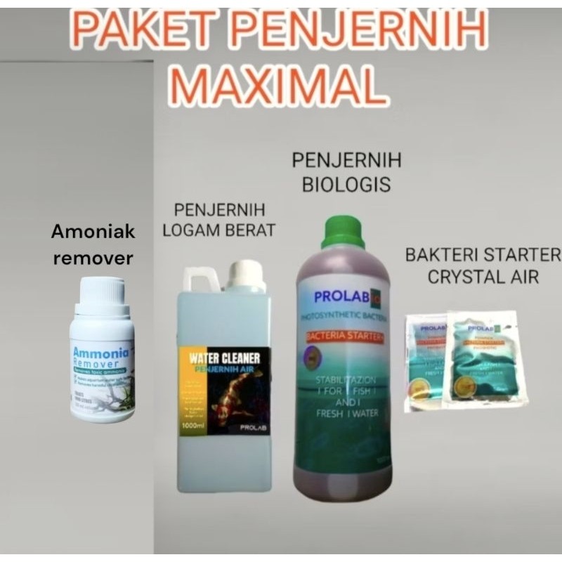 PAKET PENJERNIH MAXIMAL PROLABIO/ANTI ALGA/PENJERNIH AIR AQUARIUM 1 LITER/BAKTERI CAIR PENJERNIH BIO