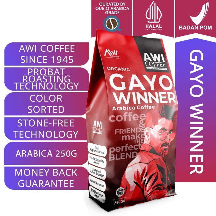 

AWI COFFEE GAYO WINNER 250 GR BIJI | ARABICA | KOPI ACEH| SPECIALTY - BIJI