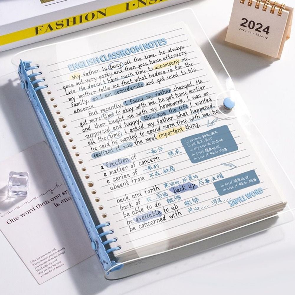 

Creative A5 Binder Notebooks Loose-leaf Agenda Book Transparent Note Pads Daily Weekly Planner Memo Book Journal Notepads