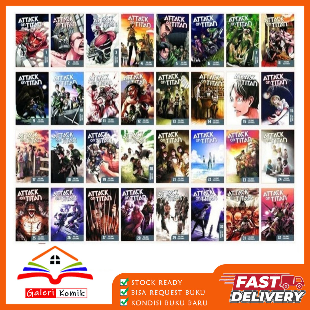 Komik Manga Attack on Titan Full Set (34 book series) English