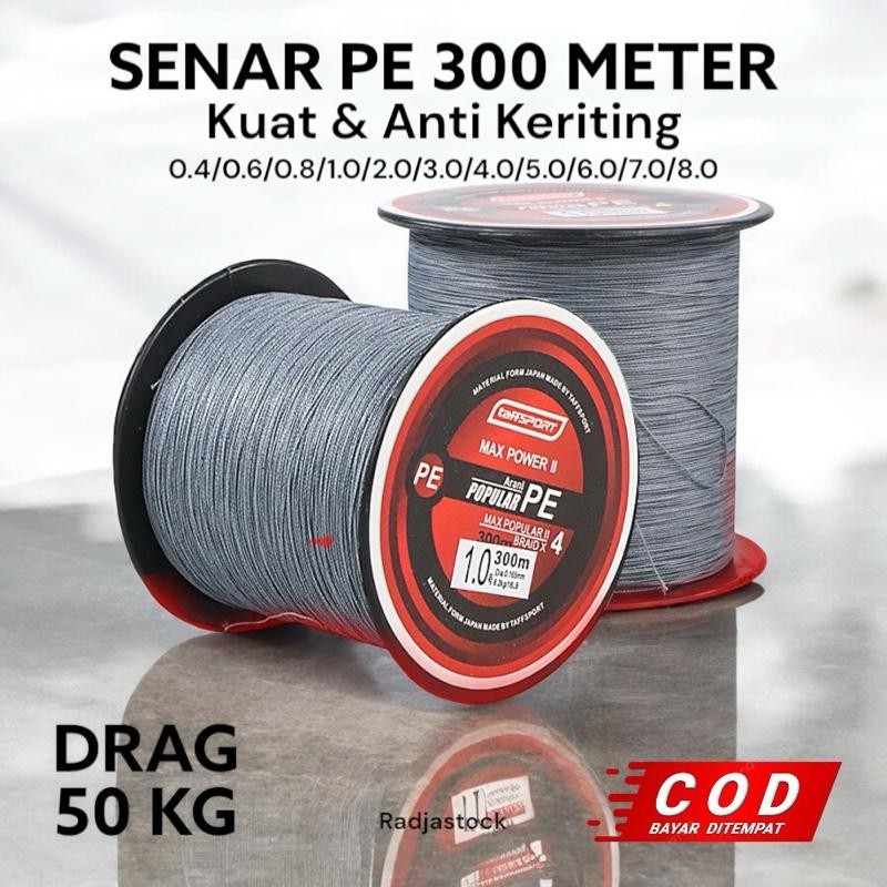 SENAR PANCING 300 METER senar PE KUAT Senar pancing kuat 50kg anti kriting