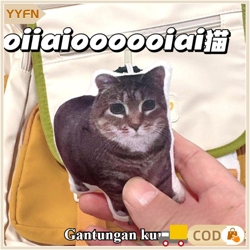 [Versi Audio] Keychain Lucu Cat Meme /Gantungan Kunci Cat Funny /Cat Meme Plush Toy Keychain Creativ