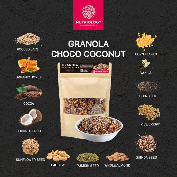

Granola real honey 400 gr nutriology sereal makanan sehat diet praktis - Choco Coconut