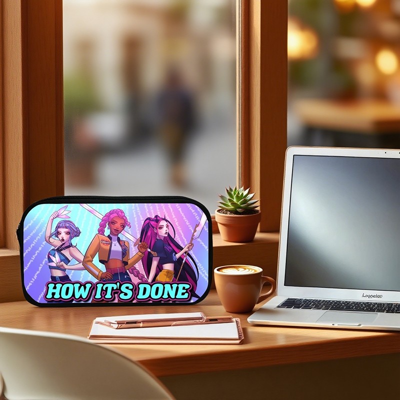 

Kpop Demon Hunters Pencil Case Large Capacity Girl Boy Pen Bag Students School Pencilcases Kpop Pen Box Bag Stationery Supplies