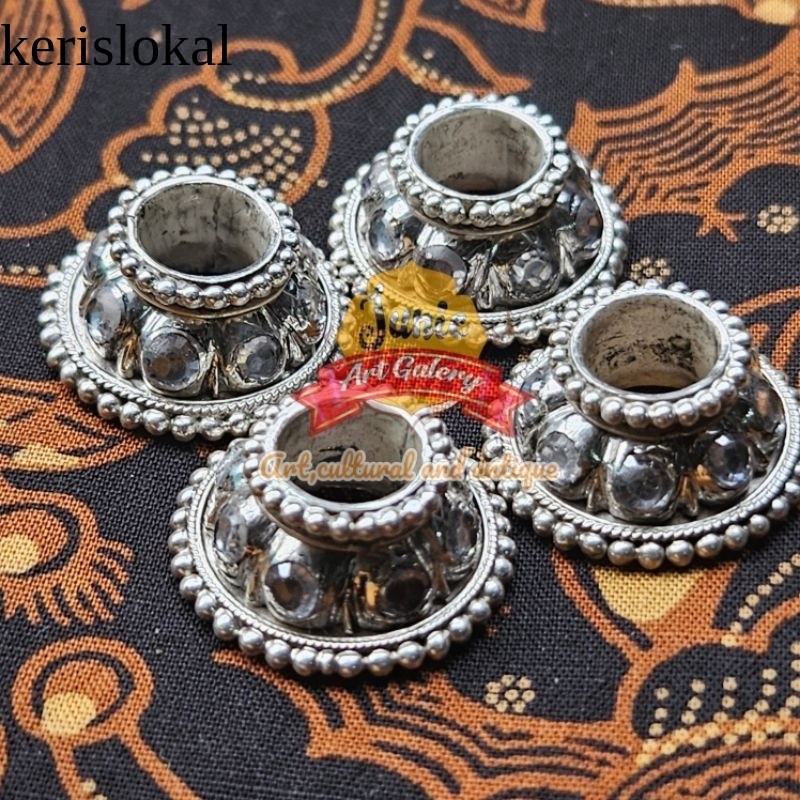 Mendak Perak Asli Permata Batu Yakud - Aksesoris Warangka KL14