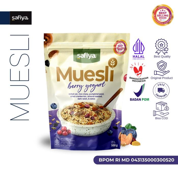 

SALE Safiya Muesli Berry Yogurt 1 Kg With Almond Sereal Oatmeal Premium - 500 GramTERLARIS