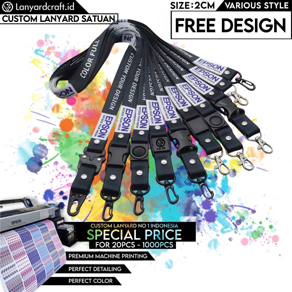 

SATUAN Custom Lanyard Various Style Size 2cm / Tali ID Card Custom / Lanyard Custom