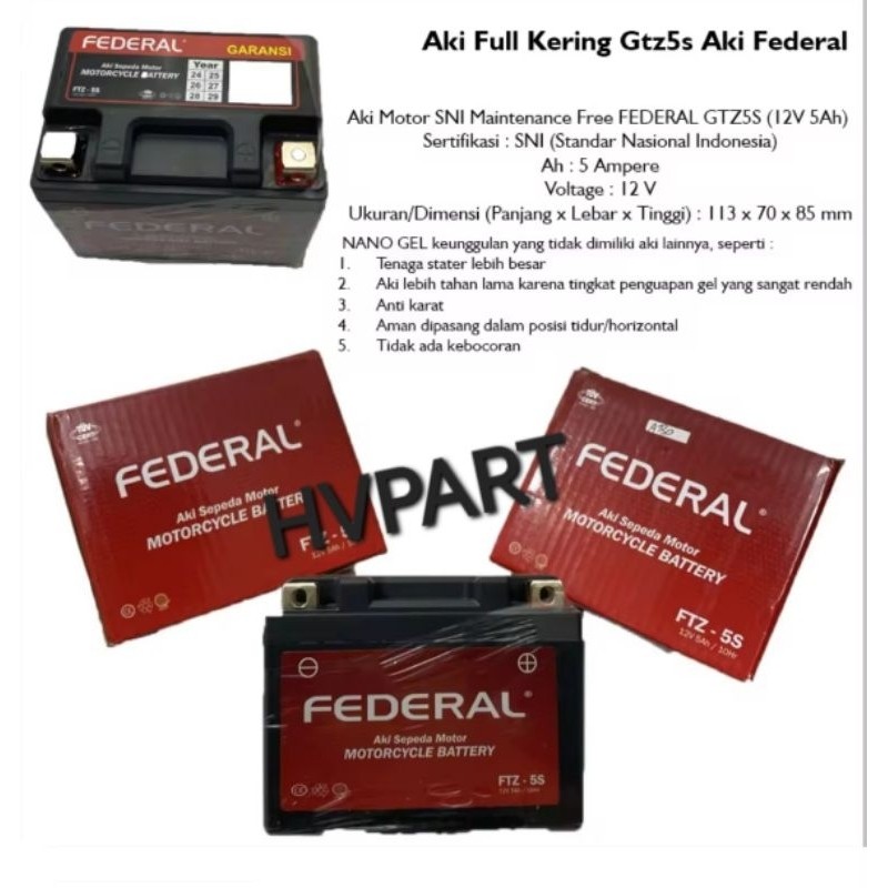Aki Kering FEDERAL FTZ5S Vario Beat Scoopy Spacy Beat Fi