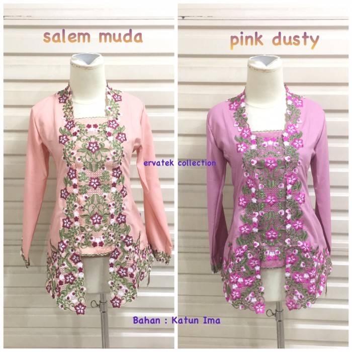 

✨LARIS✨ -Kebaya Kutubaru Bordir KK01 Tangan panjang Atasan Encim kartini - DUSTYPINK S