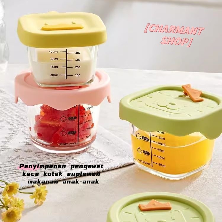 [CHARMANT] Wadah Makanan Bayi Kaca Wadah Penyimpanan Makanan Bayi Wadah Makanan MPASI Bahan Kaca 140