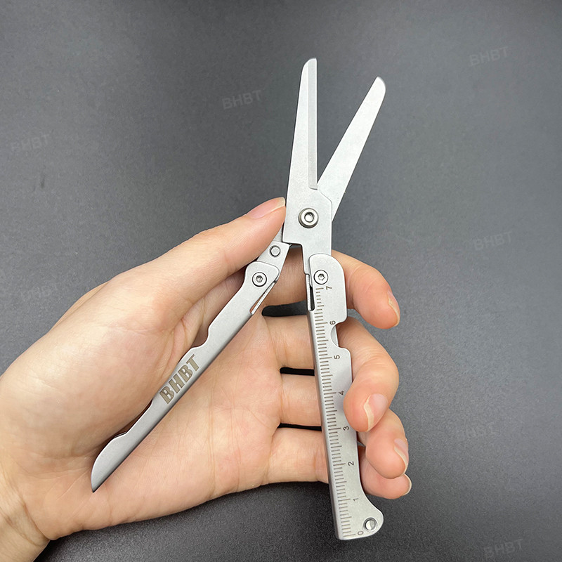 

BHBT Folding Scissors Portable Lightweight Home Outdoor EDC Tools With Back Clip Scale