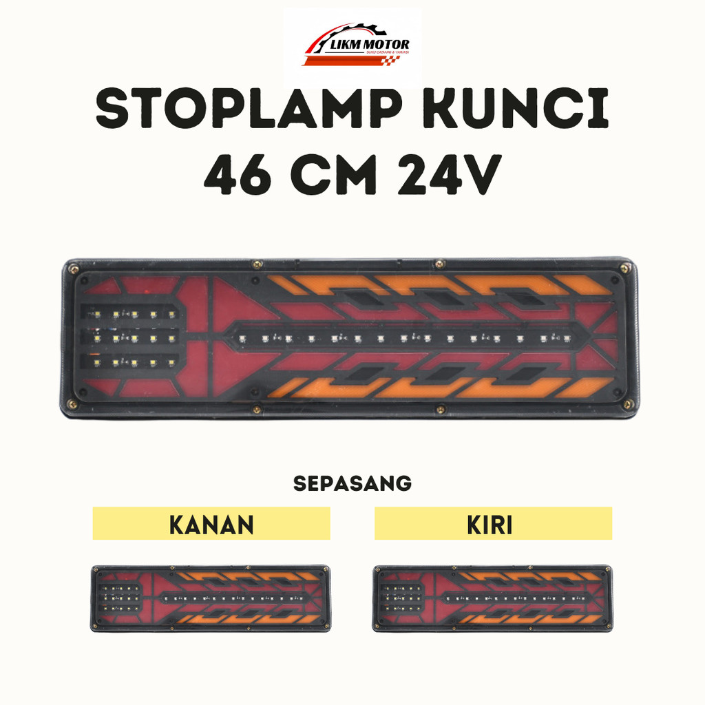 Stoplamp Truk Variasi 24 Volt Model KUNCI LED 1 Set Lampu Stop Rem Belakang Kiri & Kanan untuk Mobil