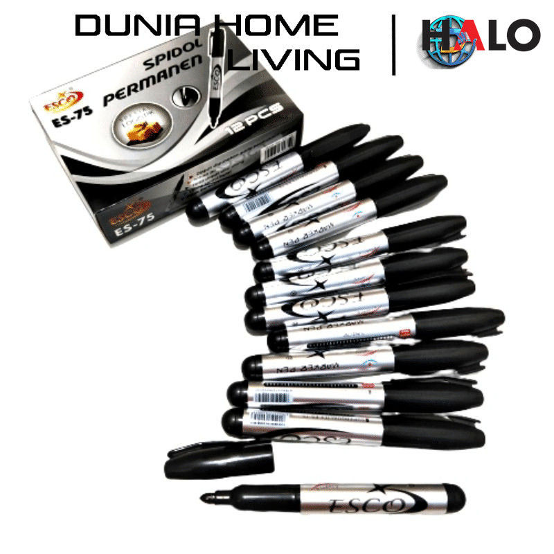 

HALO6 Spidol Besar Permanent Esco Grosir 12pcs
