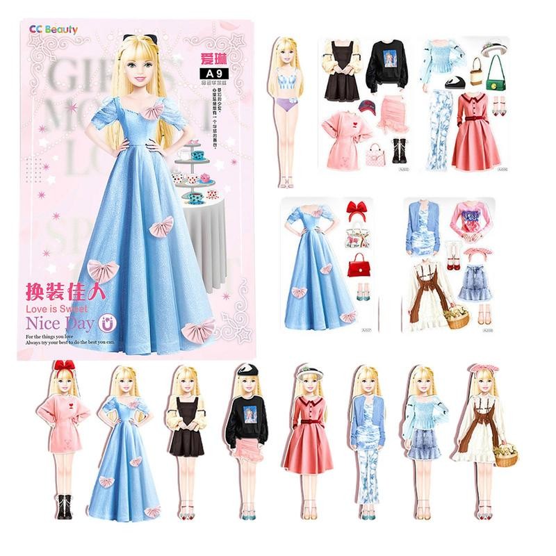 Creative Fashion Magnetic Dress Up Dolls Safe And Harmless Princess Dress Up Doll Set Portable Princ