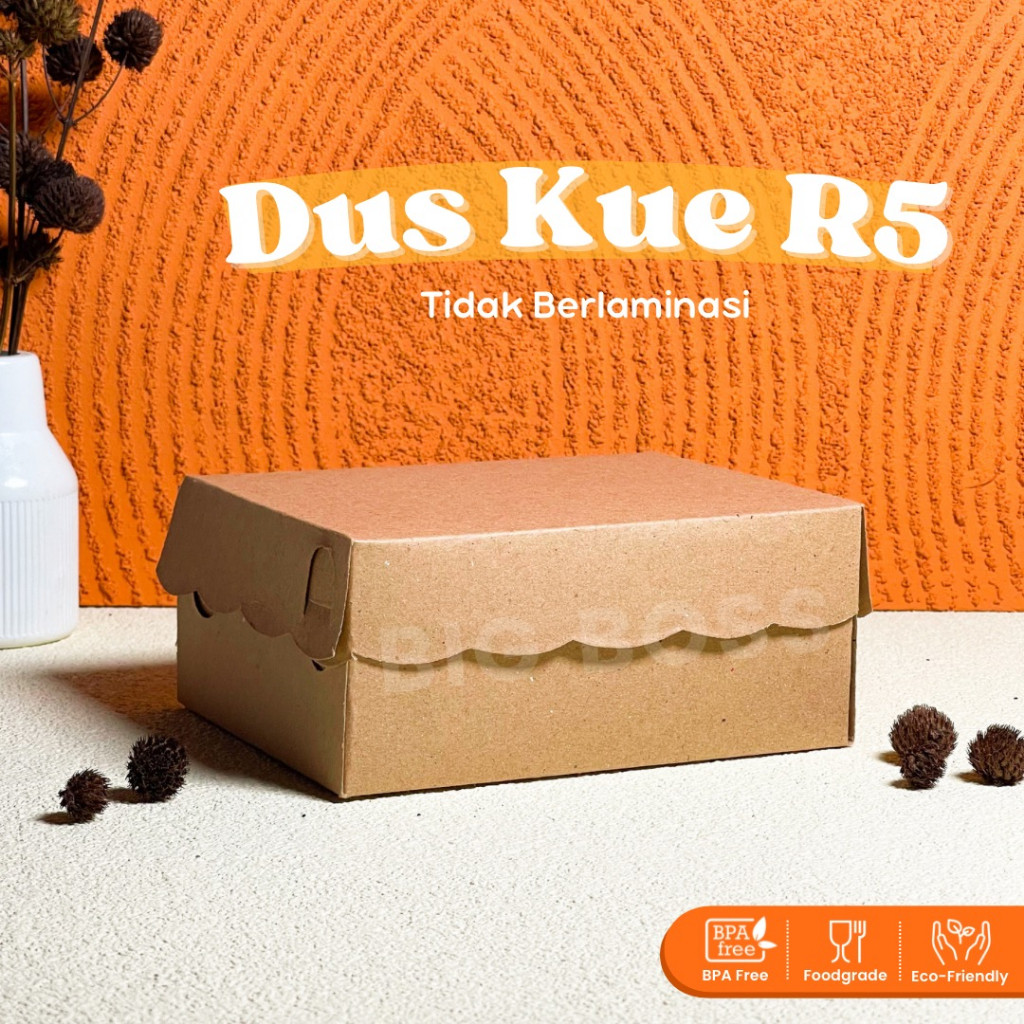 

[310 GSM] Kotak Dus Kue R5 Jumbo 16x12.5x7 Renda Non Laminasi / Box Snack Roti Brownies Bolen Lemper Lapis