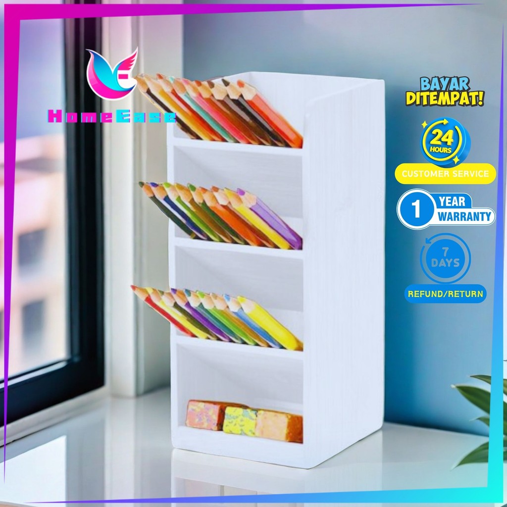 HomeEase - Rak Stand Holder Tempat Pensil Minimalist Penyimpanan Pensil Pulpen Organizer Kotak Pensi