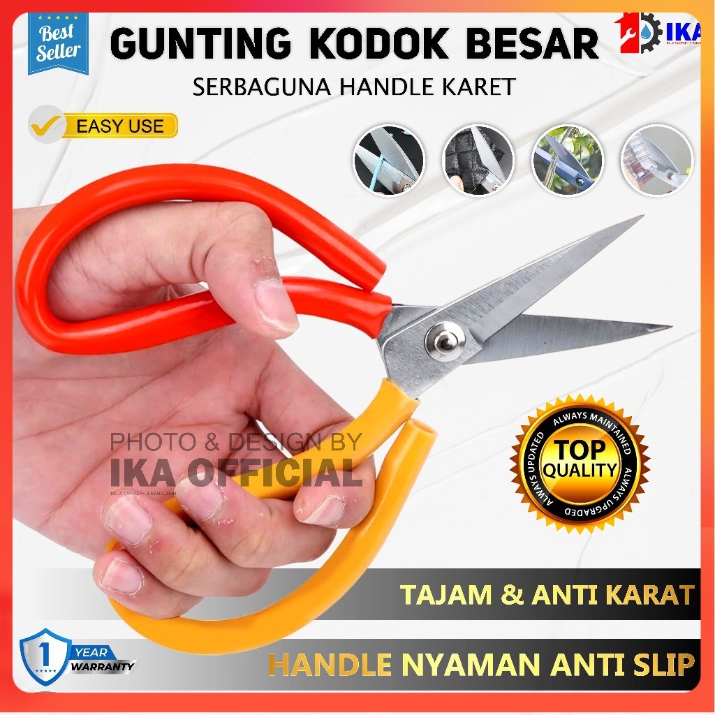 

Gunting Kodok Serbaguna 18cm / Gunting Seng Kodok Tebal l Gunting Pemotong Kertas l Kulit l Kain / Gunting Potong Bahan Kain - Tailor Scissors - Gunting Kodok merk BUTTERFLY super tajam gagang karet anti slip high quality besi anti karat kuat rapi potong