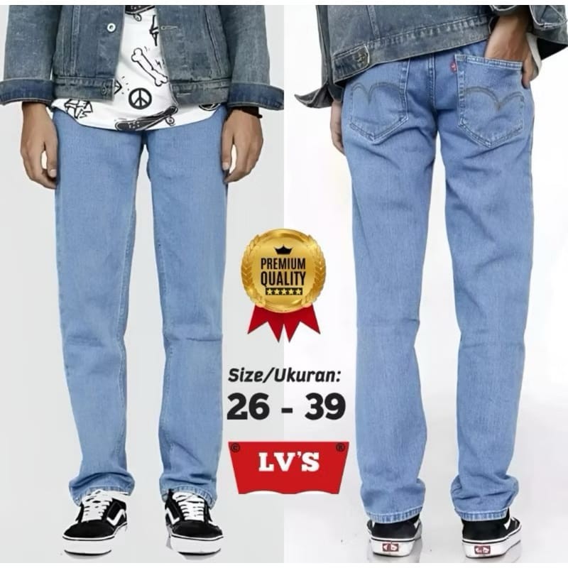 Celana Jeans Pria Warna Biru Muda Regular Fit