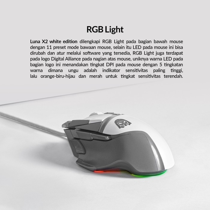 DIGITAL ALLIANCE Luna X2 RGB Pixart 3327 Huano Mouse Gaming Ergonomic - Hitam