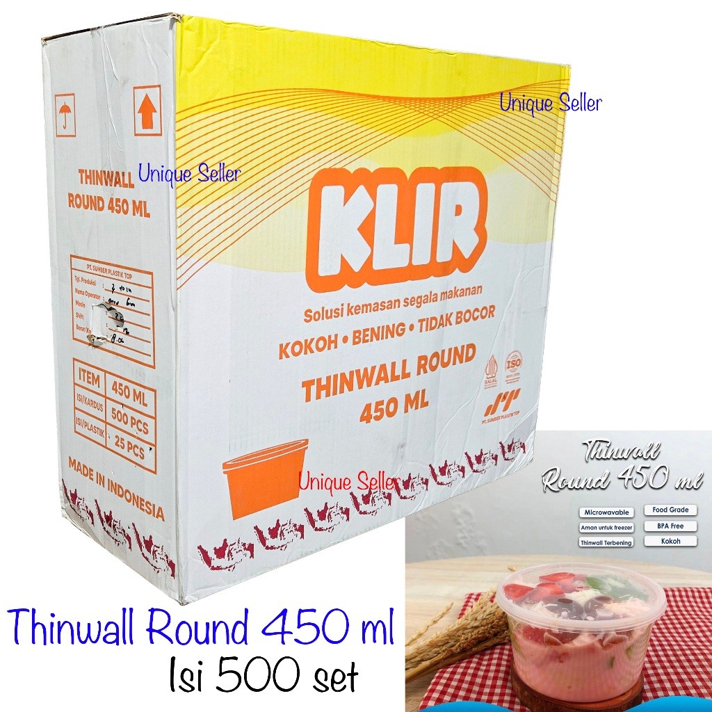 [1Dus] Thinwall Roundbowl 450 ml 450ml KLIR isi 500 / Thinwall Round 450 ml 450ml KLIR / Mangkok Pla
