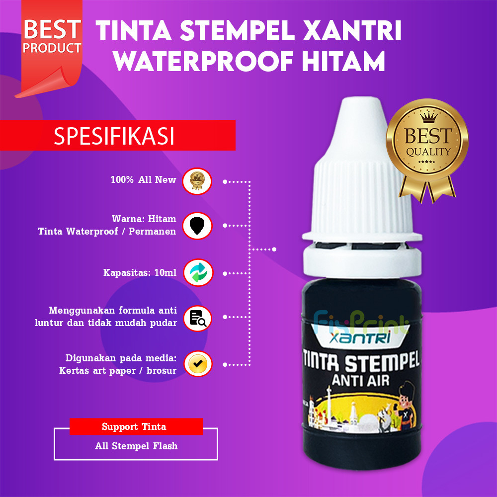 

FixPrint Tinta Stempel Xantri 10ml Refill Stamp Ink Waterproof 10 ml