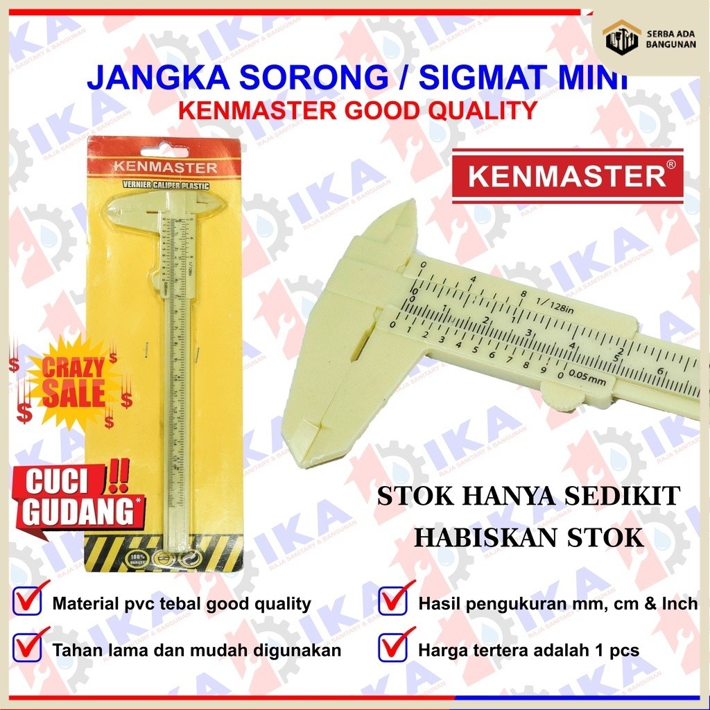 

Sigmat Plastik KENMASTER Jangka Sorong Alat Pengukur Panjang Plastik