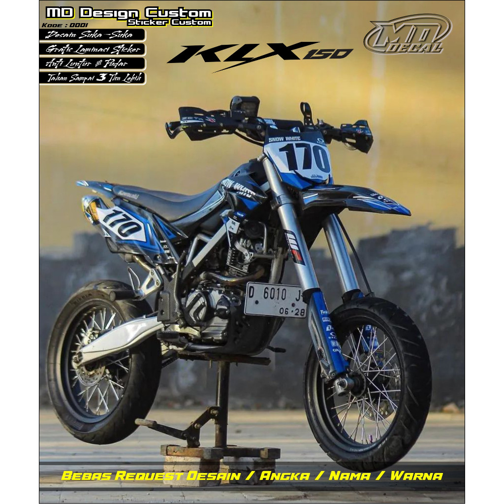 0012 STICKER DECAL KLX 150 BF FULL BODY BEBAS REQUEST DESAIN TERBARU - STIKER VARIASI KLX BF TERBARU