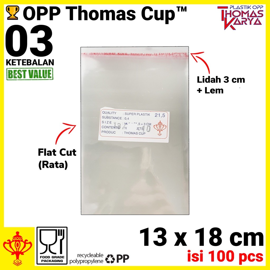 Plastik OPP 13x18 Lem Kantong Bening Kemasan KABOBS Roti Manis Roti Bakery Undangan souvenir Roti Ma