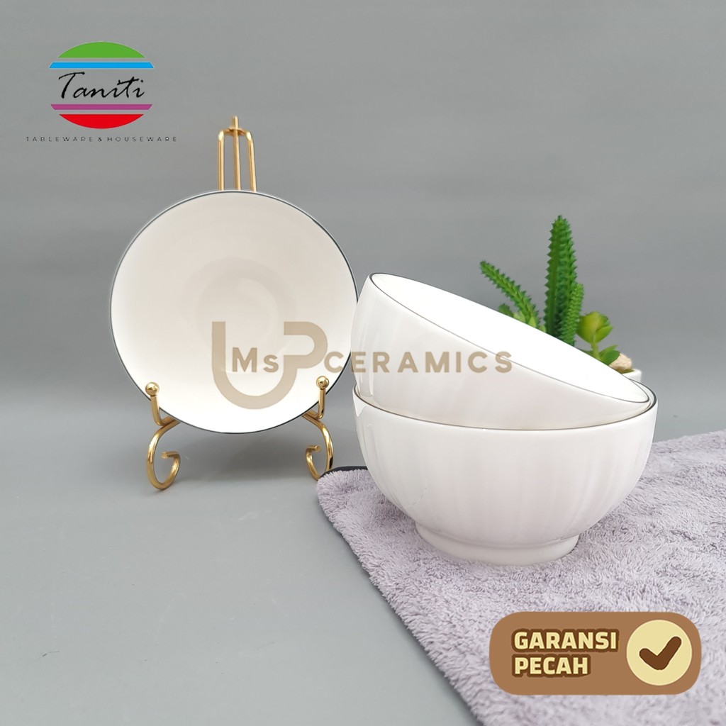 TANITI Mangkok Keramik Soup Squash 5 Inch 13 Cm Mangkok Bulat Cantik Putih Polos