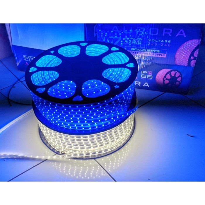 OC88 1meter Lampu LED selang Strip outdoor anti air warna Biru Kuning Merah - Biru