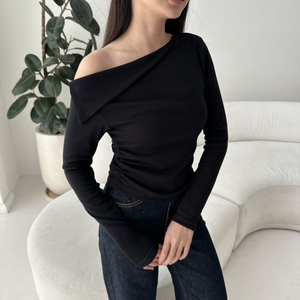 RHO TOP | Atasan Knit Wanita Korean Top Baju Knit Wanita Lengan Panjang Basic Long Sleeve