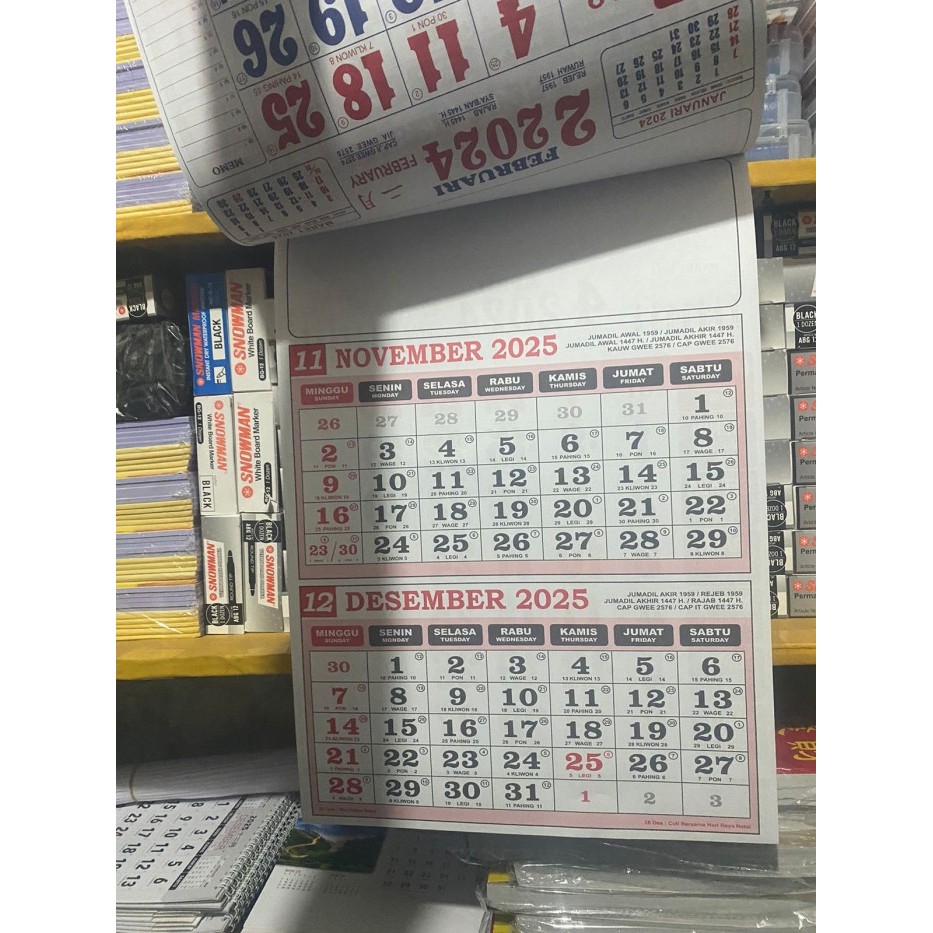 

Kalender Kerja Dwibulan (6 lembar) ukuran 32 x 48 cm tahun 2025 hitam daur ulang - dwi daur ulang