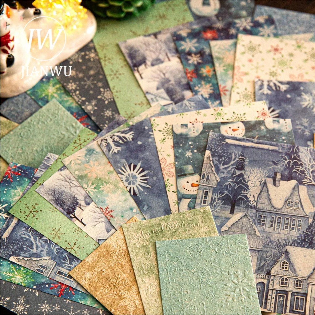 

JIANWU Paper Christmas Island Series Vintage Relief Landscaping Material Paper Creative DIY Journal Collage Stationery