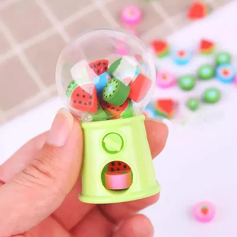 

12pcs Kawaii Gashapon Machine Mini Erasers Cute Rubber Pencil Erasers Stationery Kid Toys Gift Correction Tool Office Supplies