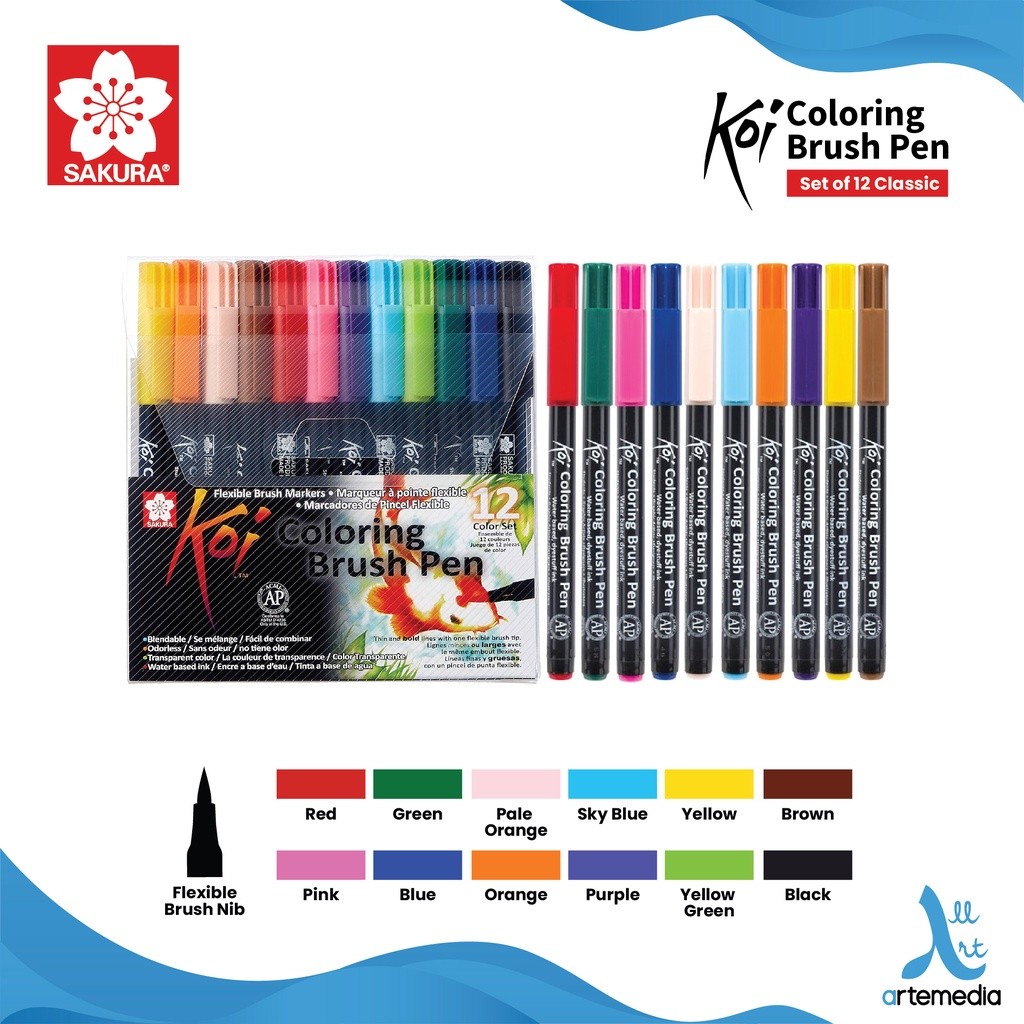

Gramedia Surabaya - Sakura Koi Coloring Brush Pen Set 12 Pena Kuas Warna Brush Pen