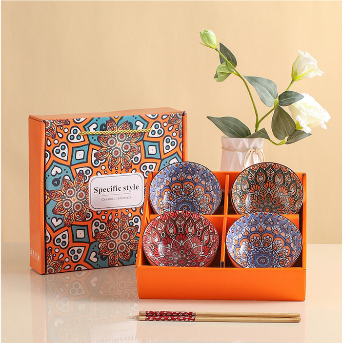 

EVERGREEN Hampers Bohemian Gift Set Souvenir Mangkuk Keramik Parsel - Posey Set 4 B