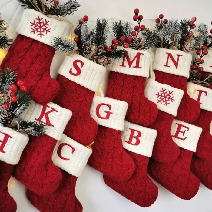 

Kaos Kaki Natal Dekor Christmas Socks Red Snowflake Gift Bag