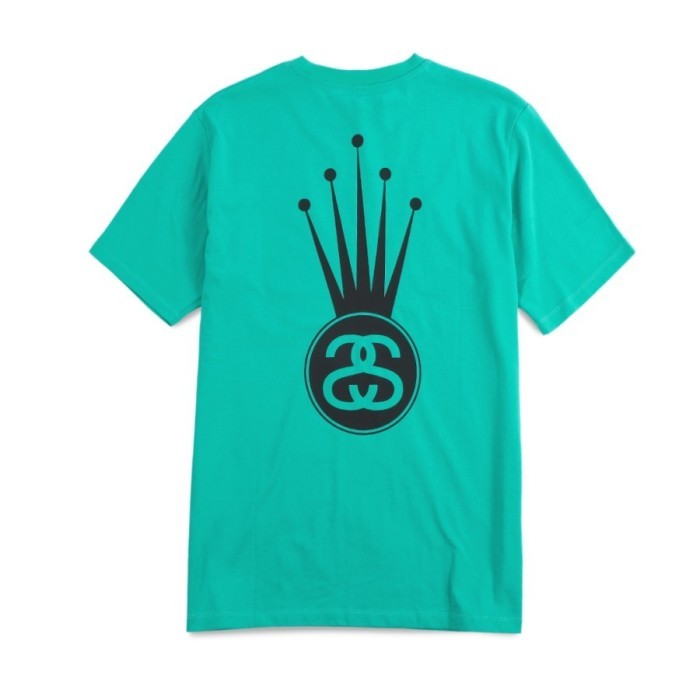 Kaos Oversize Stussy Crown Link Green Tshirt - ORI
