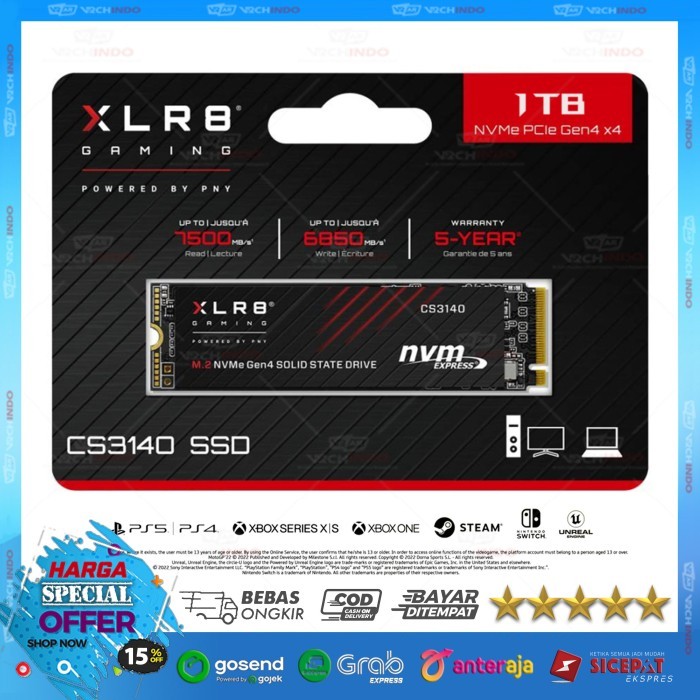 SSD NVMe M.2 1TB PNY XLRB CS3140 - SSD Nvme M2 PNY CS-3140 XLRB 1 TB PCIe Gen4 X4 Top Brand USA 