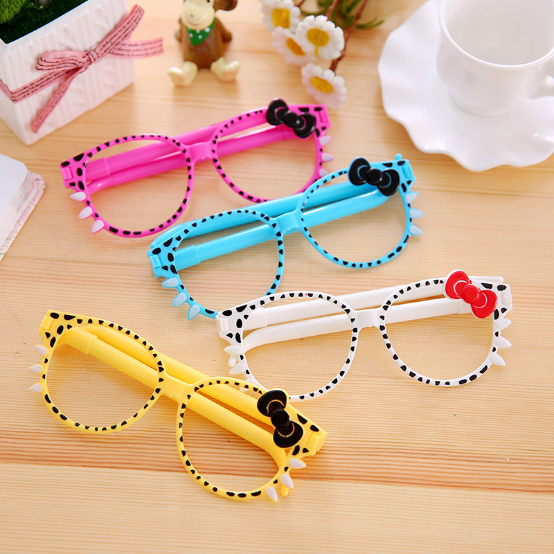 

1 Piece Kawaii Ballpoint Pen School Creative Stationery Office Gift Cute Chancery Glasses Bow Writing Supplies