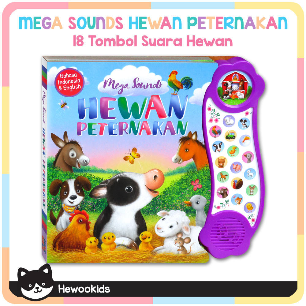 Mega Sounds Hewan Peternakan 18 tombol suara (Bilingual: Bahasa Indonesia & Inggris) Sound book