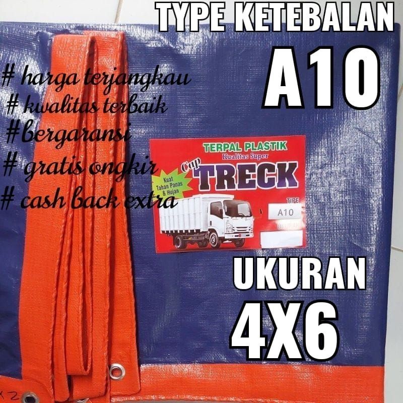 DISTRIBUTOR terpal TERPAL PLASTIK A10 UKURAN 4x6 meter merk TRECK Bisa bayar cod