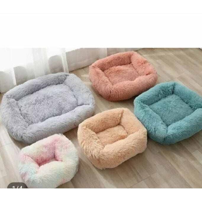 Kasur Tidur Kucing Anjing oval Alas Kandang Bahan Kain Bulu Rasfur murah